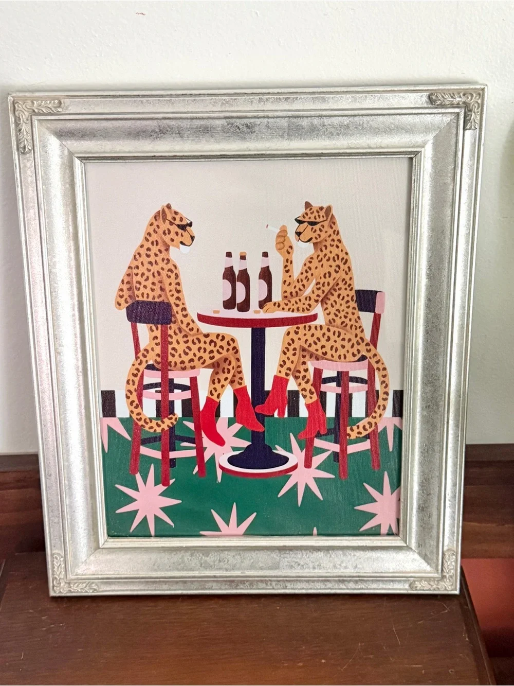 Cheetah Girls Night Drinking Smoking Quirky Animal Canvas Art Print Framed Art